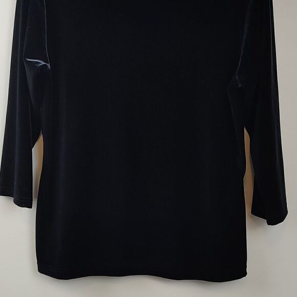 Talbot's Petites 3/4 Length Sleeve Black Velvet Blouse Top Size MP - Picture 7 of 8